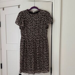 LOFT Leopard Print Midi Dress in Black and Tan